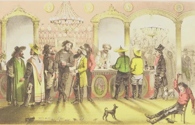 Die Bar eines Glücksspielsalons, graviert von J. Brandard, 1855